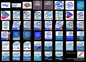 logos of many Intel processors