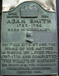 Picture of historical marker denoting Adam Smith's birthplace